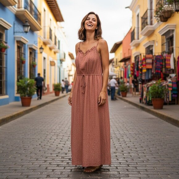 Universal Thread Womens Sleeveless Mauve Maxi Sundress With Side Pockets Large - Picture 2 of 12